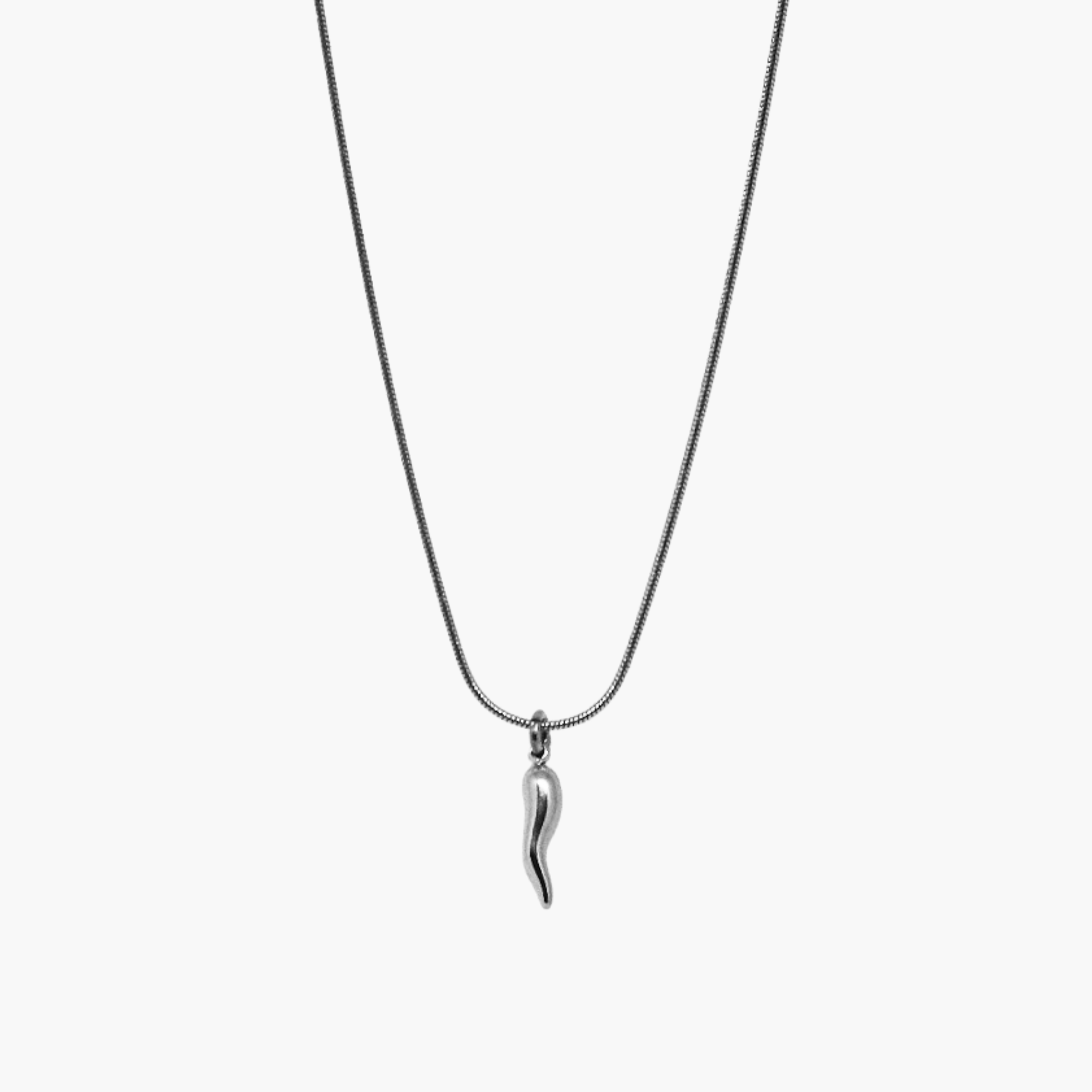 Collana Cornetto Lucky Charm VANDEM in acciaio oro, collana da uomo completa di catenina con ciondolo corno napoletano liscio lucido