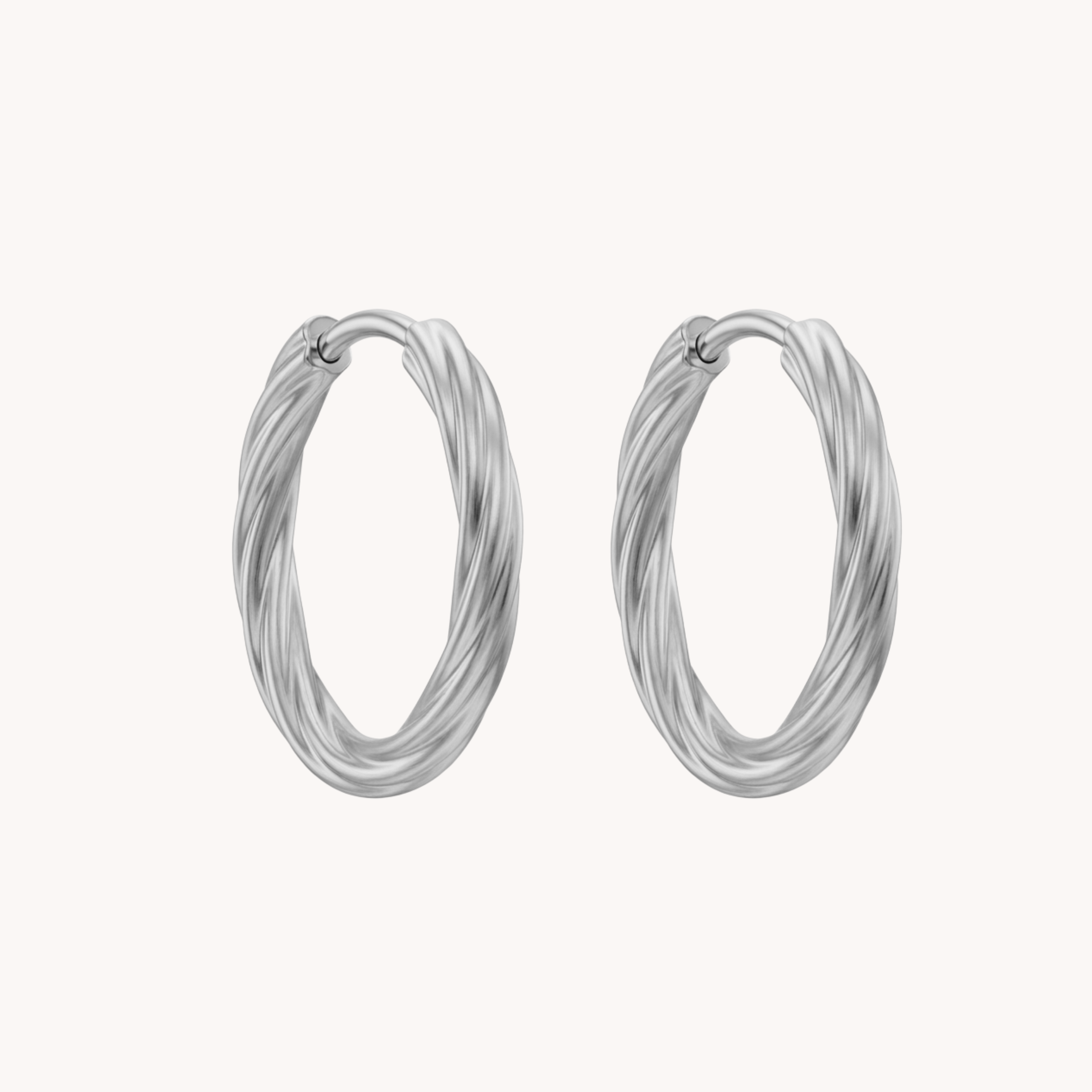 Coppia Orecchini Intrecciati Twisted Hoops VANDEM in acciaio oro, orecchini a cerchio ovali spessi con texture a fune cordata lucida