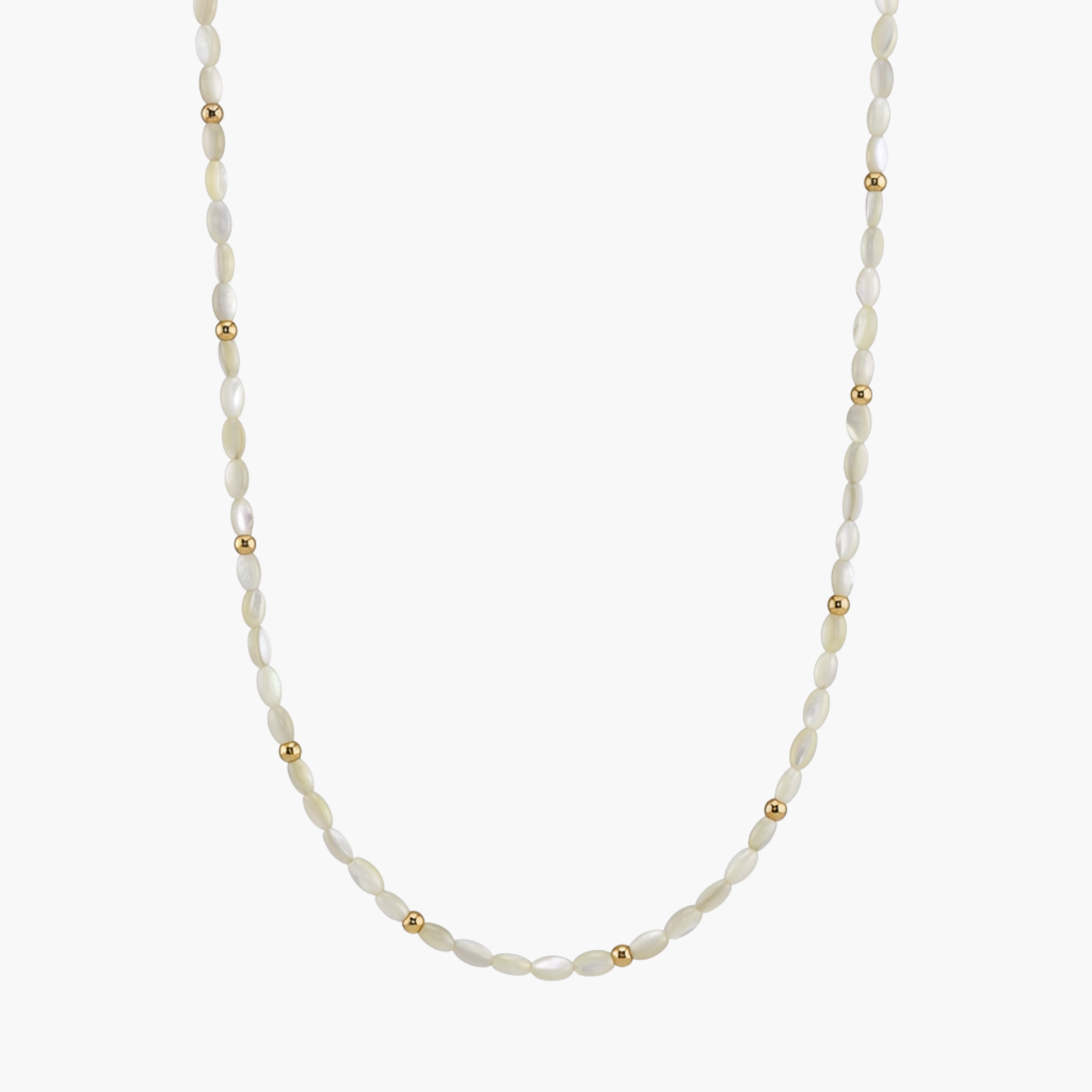 Girocollo Perline Mariner Baroque VANDEM in acciaio oro, collana da uomo a filo singolo alternato con perline bianche e sfere dorate lucide