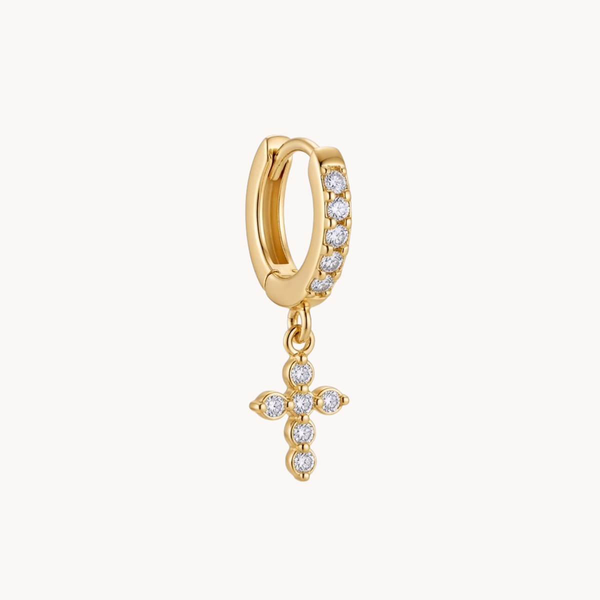 Mono Orecchino Croce Zirconi Huggie - VANDEM