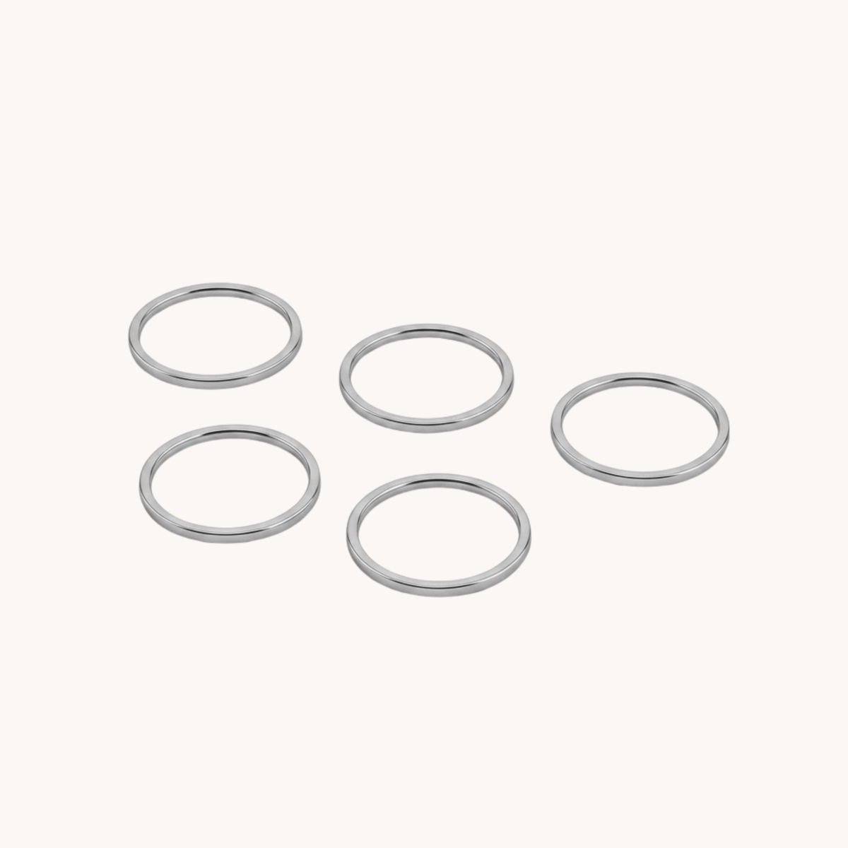 Set 5 Anelli Essential con Fedine Sottili argento - VANDEM
