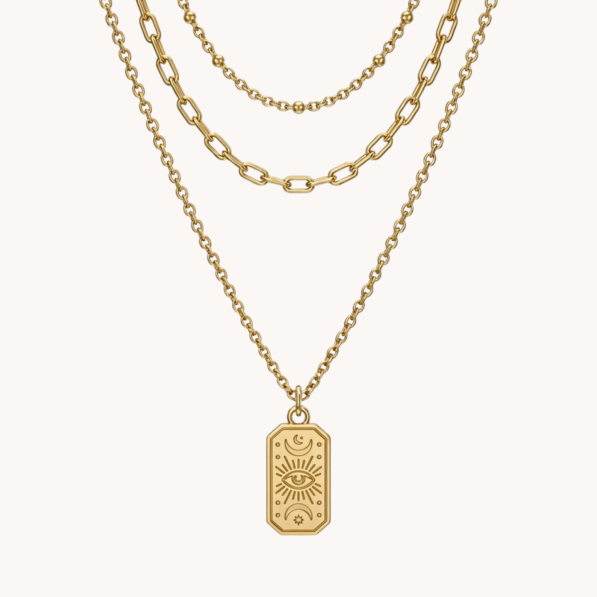 Tripla Collana a Strati con Occhio Mistico oro - VANDEM
